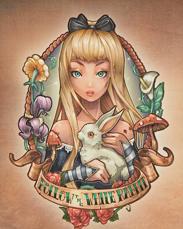 Alice in wonderland follow the white rabbit